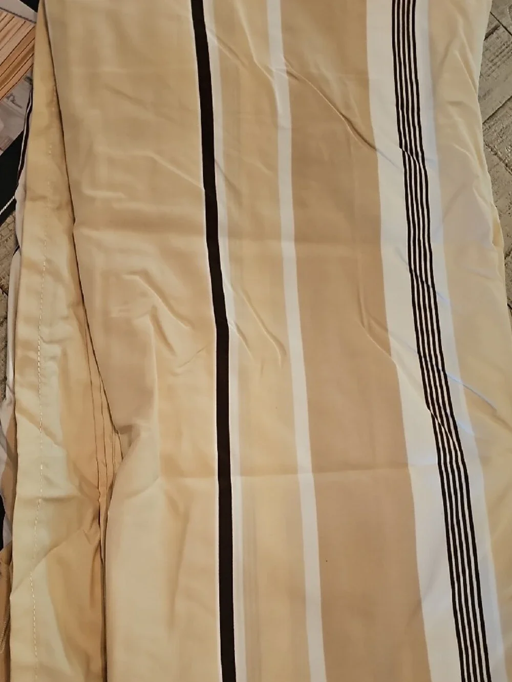 Nautica Beige, White and Brown Striped Shower Curtain